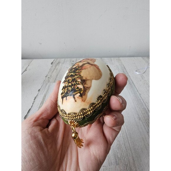 Vintage Victorian goose egg ornament tree Xmas Gold - Picture 8 of 9